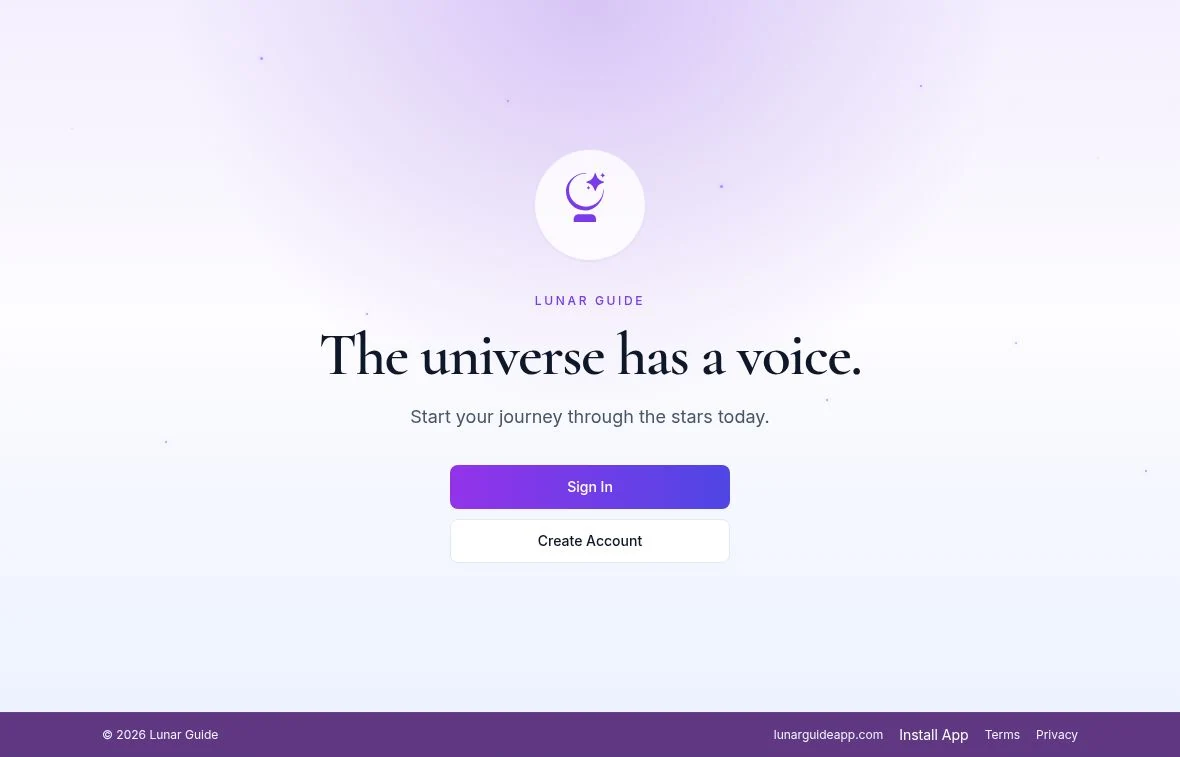 Lunar Guide public app landing page